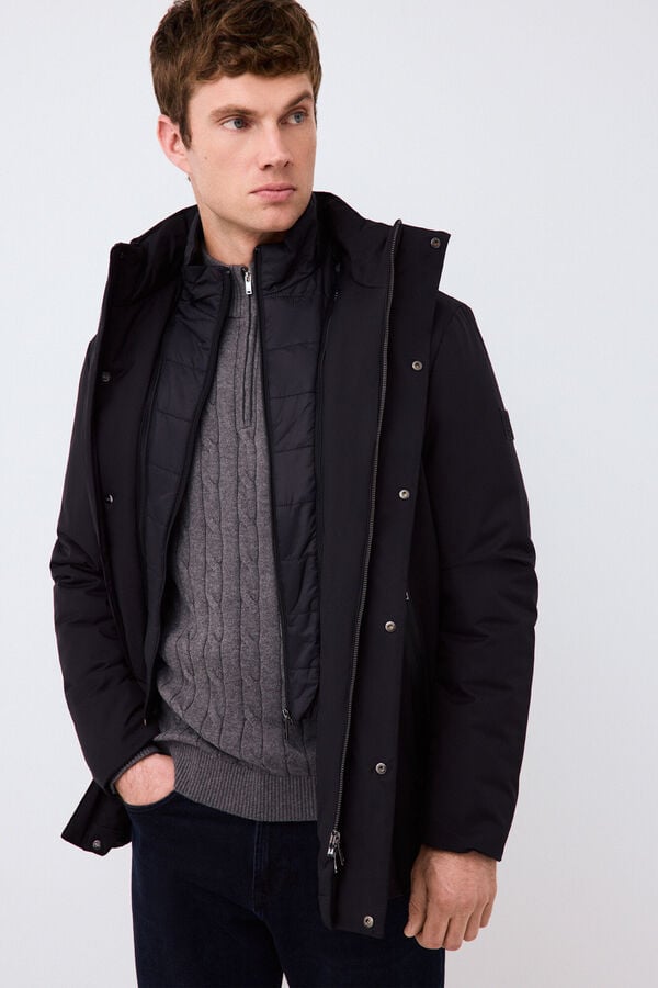 Pedro del Hierro Long technical parka Black