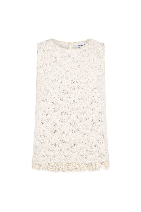 Pedro del Hierro Sleeveless crochet top Beige