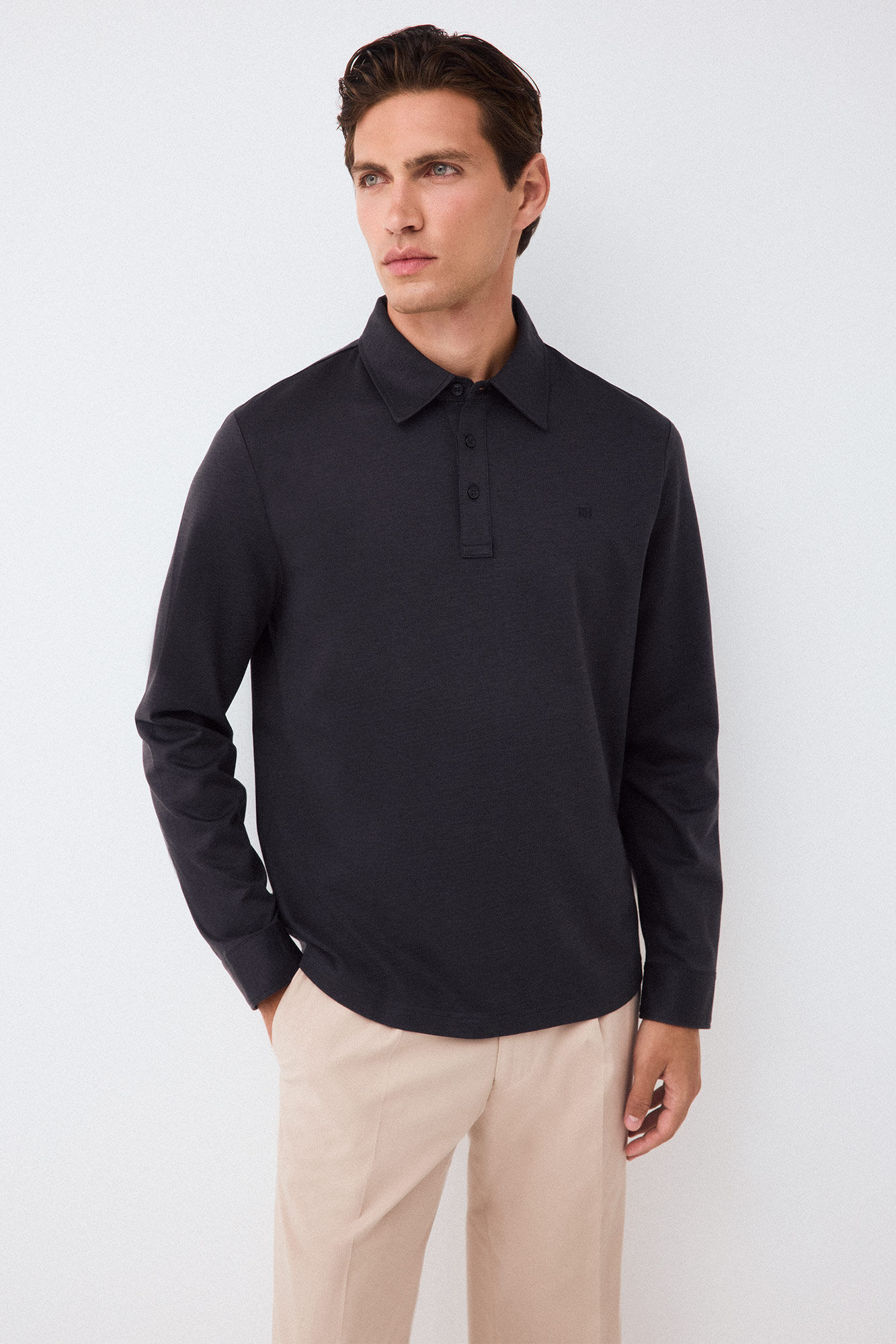 Pedro del Hierro Long sleeve link structure polo shirt