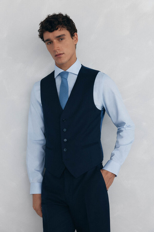 Pedro del Hierro Blue back tailored fit structured vest Blue