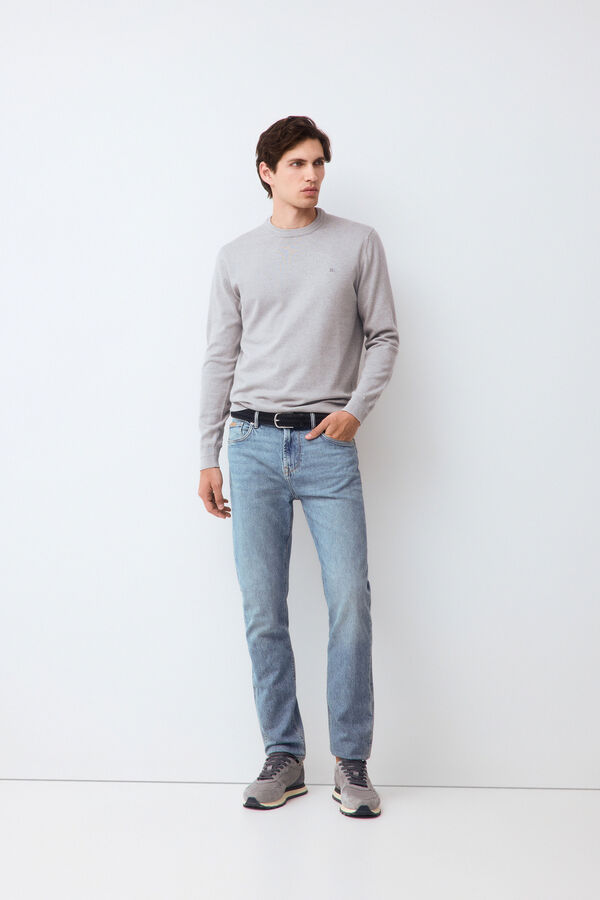 Pedro del Hierro Fine knit premium cotton jumper Grey
