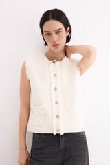Pedro del Hierro Textured knit gilet Ecru