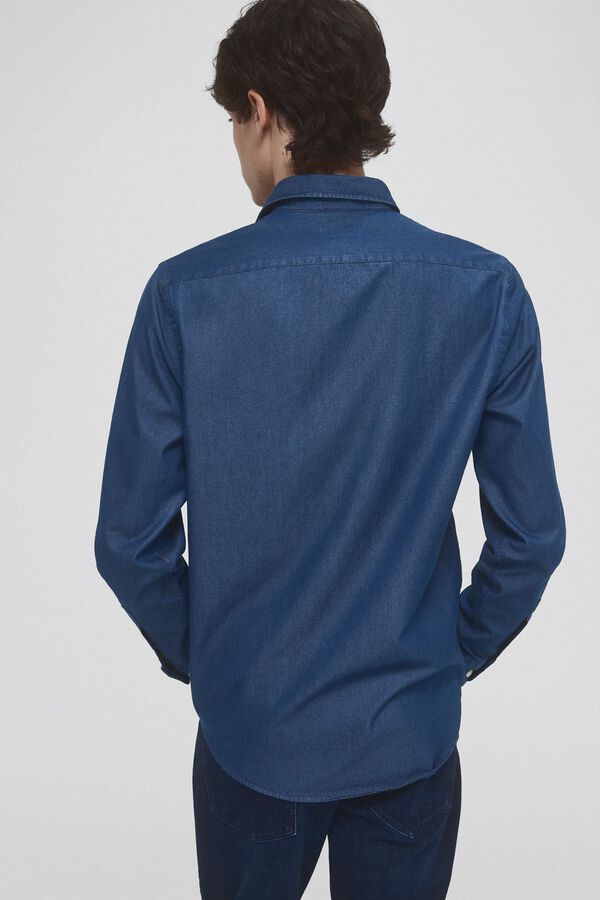 Pedro del Hierro Camisa denim tejido italiano Azul