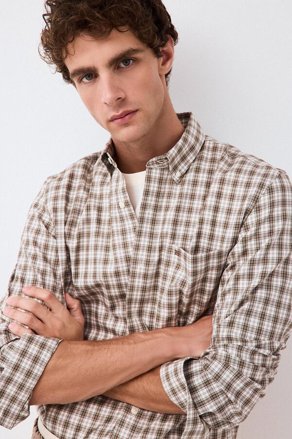 Pedro del Hierro Plaid twill shirt Grey