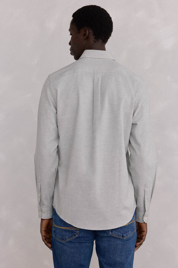 Pedro del Hierro Plain Brushed Oxford Shirt Grey
