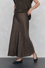 Pedro del Hierro Satin structured skirt Green