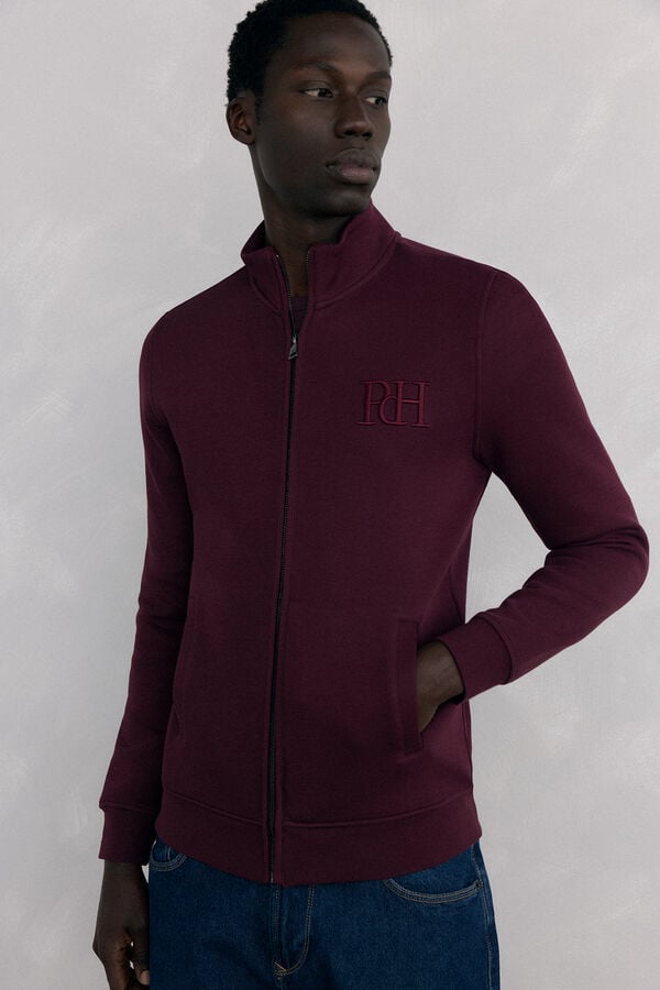 Pedro del Hierro Technical fabric cardigan Burgundy