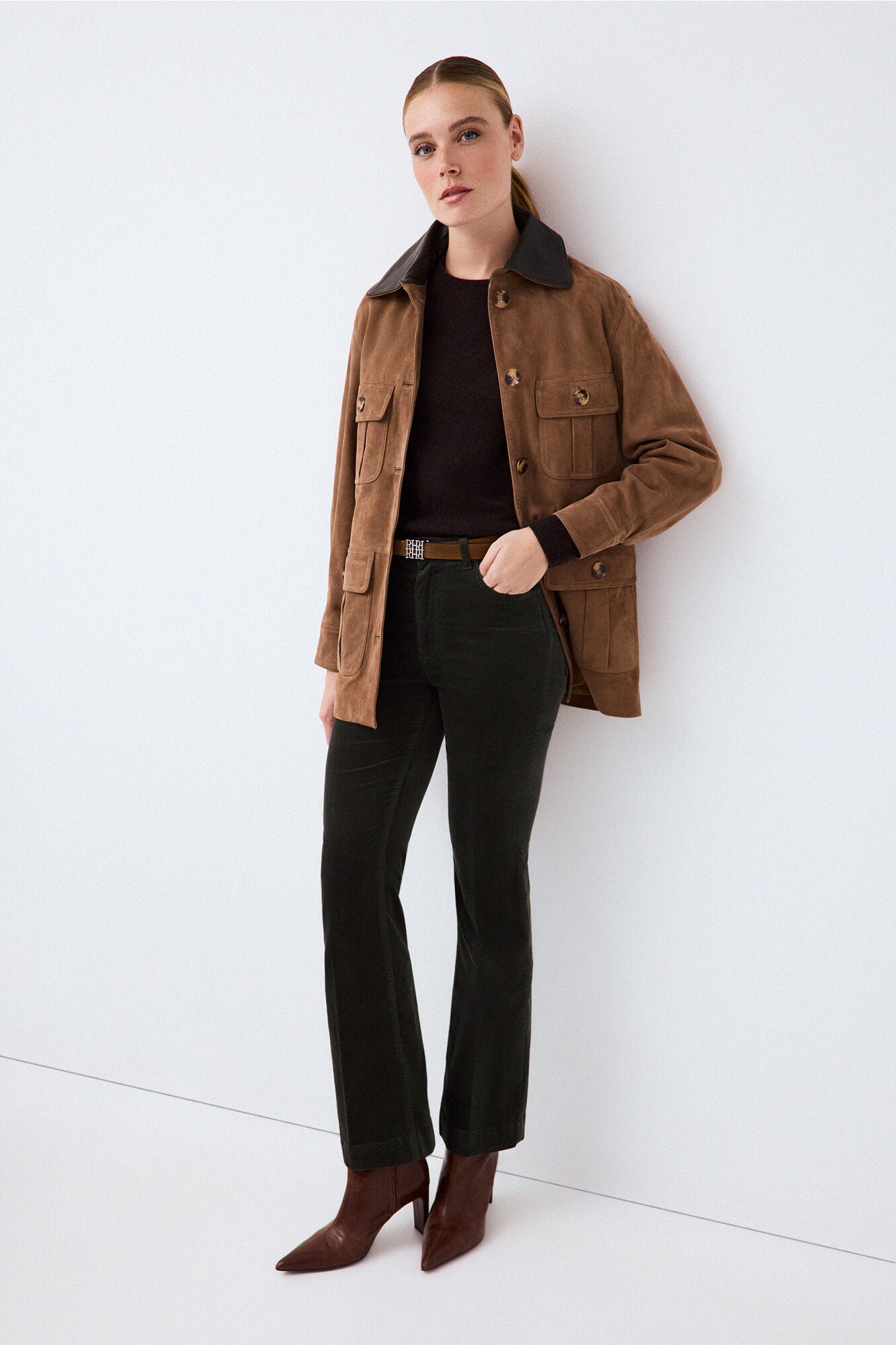 Pedro del Hierro Velvet flare trousers
