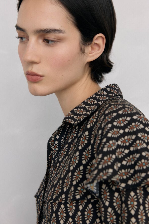 Pedro del Hierro Cape print blouse Grey