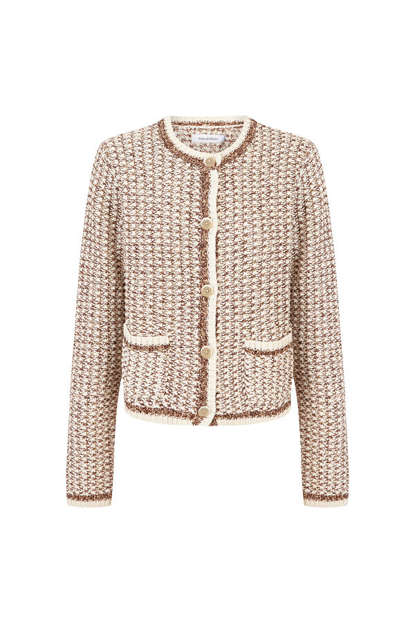 Pedro del Hierro Multicoloured textured jersey-knit jacket Ecru