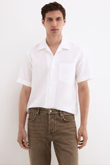 Pedro del Hierro Linen cotton short sleeve shirt White