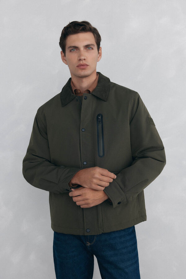 Pedro del Hierro Jacket with wool neck Green