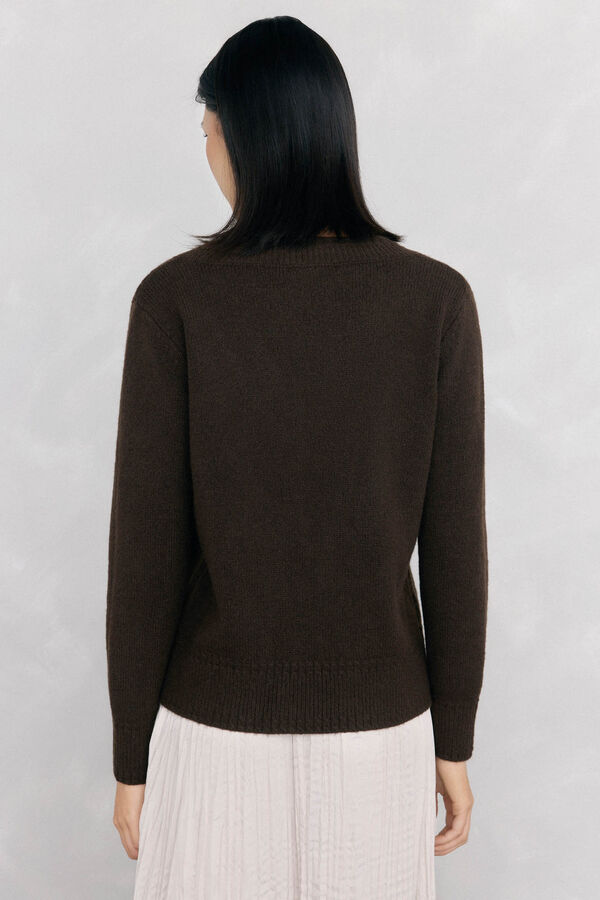 Pedro del Hierro V sweater with mini cross-knit details Brown