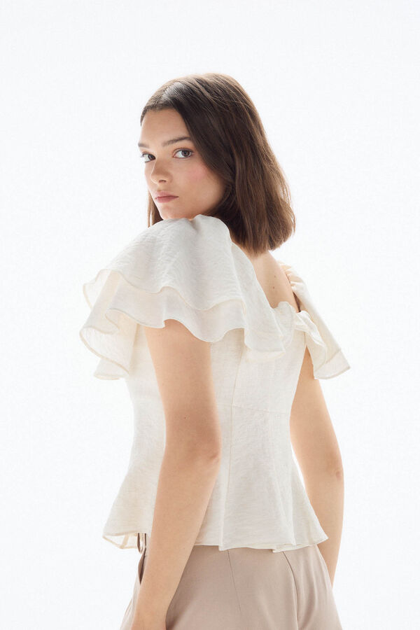 TFP by Tamara Falcó Rustic ruffled top White