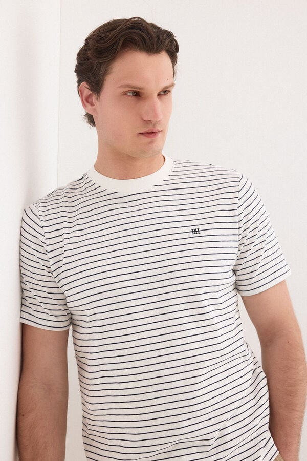 Pedro del Hierro T-shirt de riscas Ecru