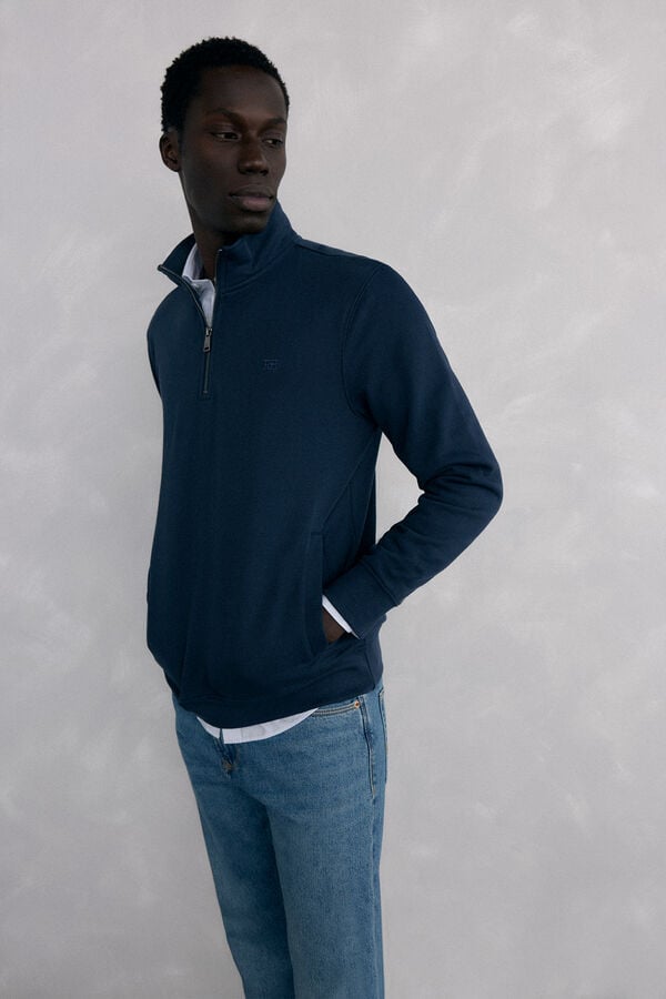 Pedro del Hierro Zip-neck sweatshirt Blue