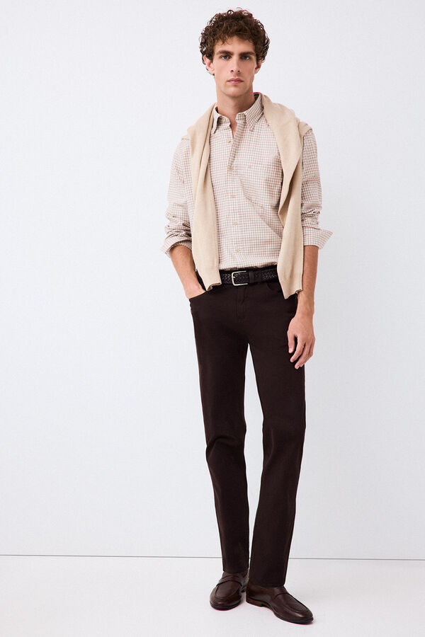 Pedro del Hierro Melange plaid shirt Beige