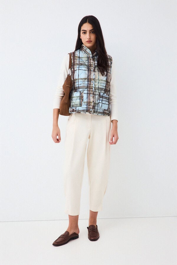 Pedro del Hierro Plaid puffer gilet Blue