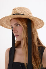 Pedro del Hierro Braided raffia hat Beige