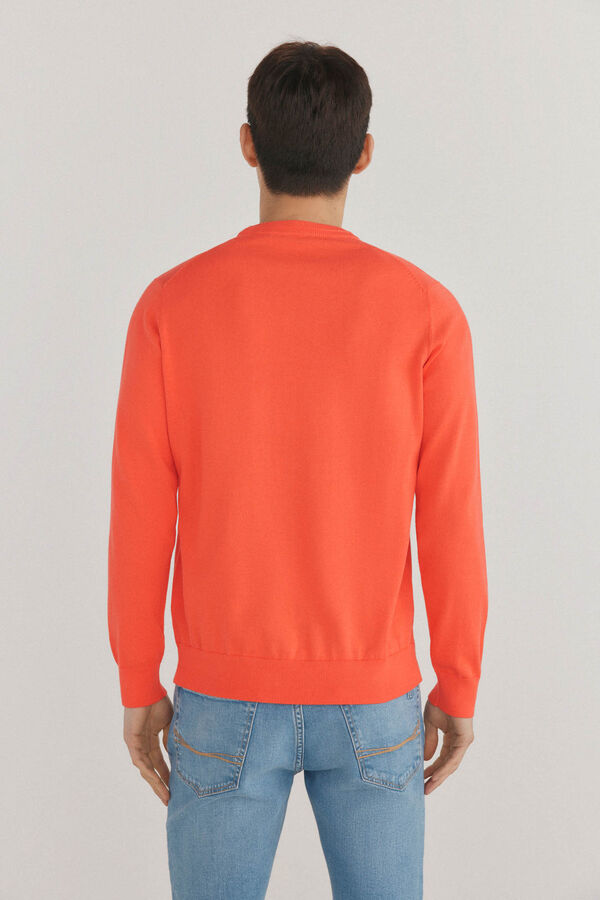 Pedro del Hierro Fine premium cotton round neck sweater Red