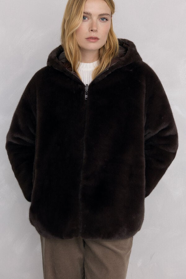 Pedro del Hierro reversible fur parka Brown