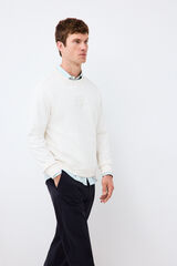 Pedro del Hierro Sweatshirt com logo gola caixa Ecru