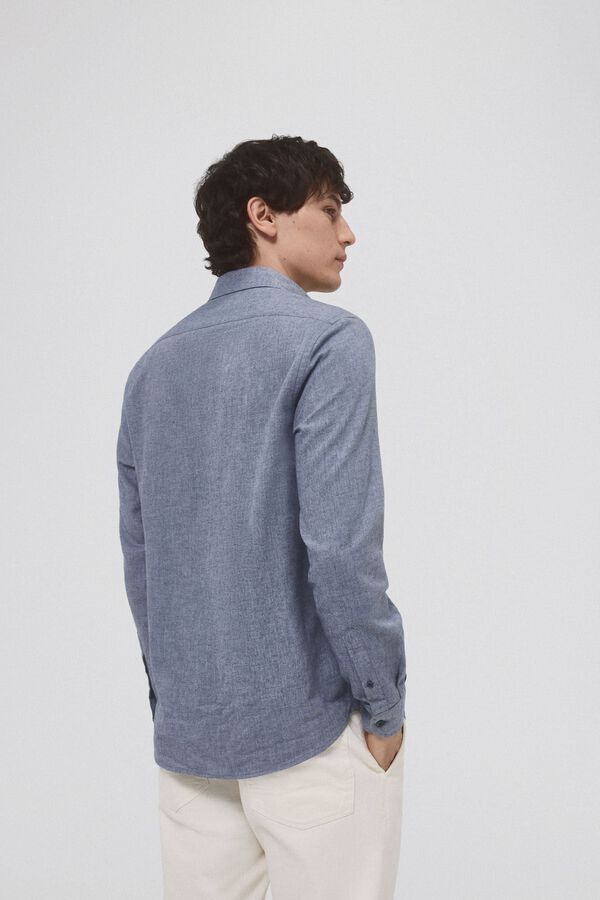 Pedro del Hierro Camisa de sarja com toque de caxemira suave Azul
