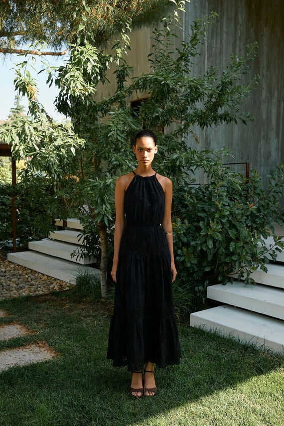 Vestido algodón flores escote halter