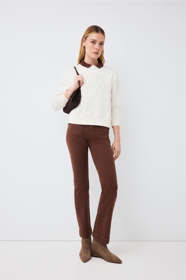 Pedro del Hierro Logo sweatshirt Ecru