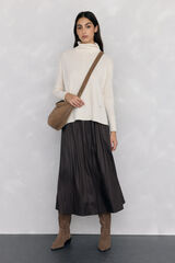 Pedro del Hierro Long wrinkled effect leather skirt Brown