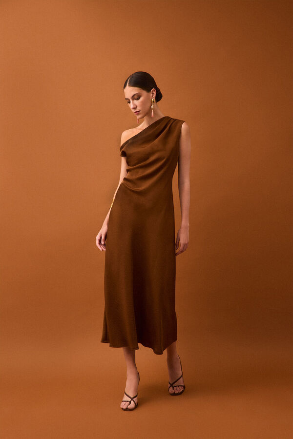 Pedro del Hierro Asymmetric midi dress Brown