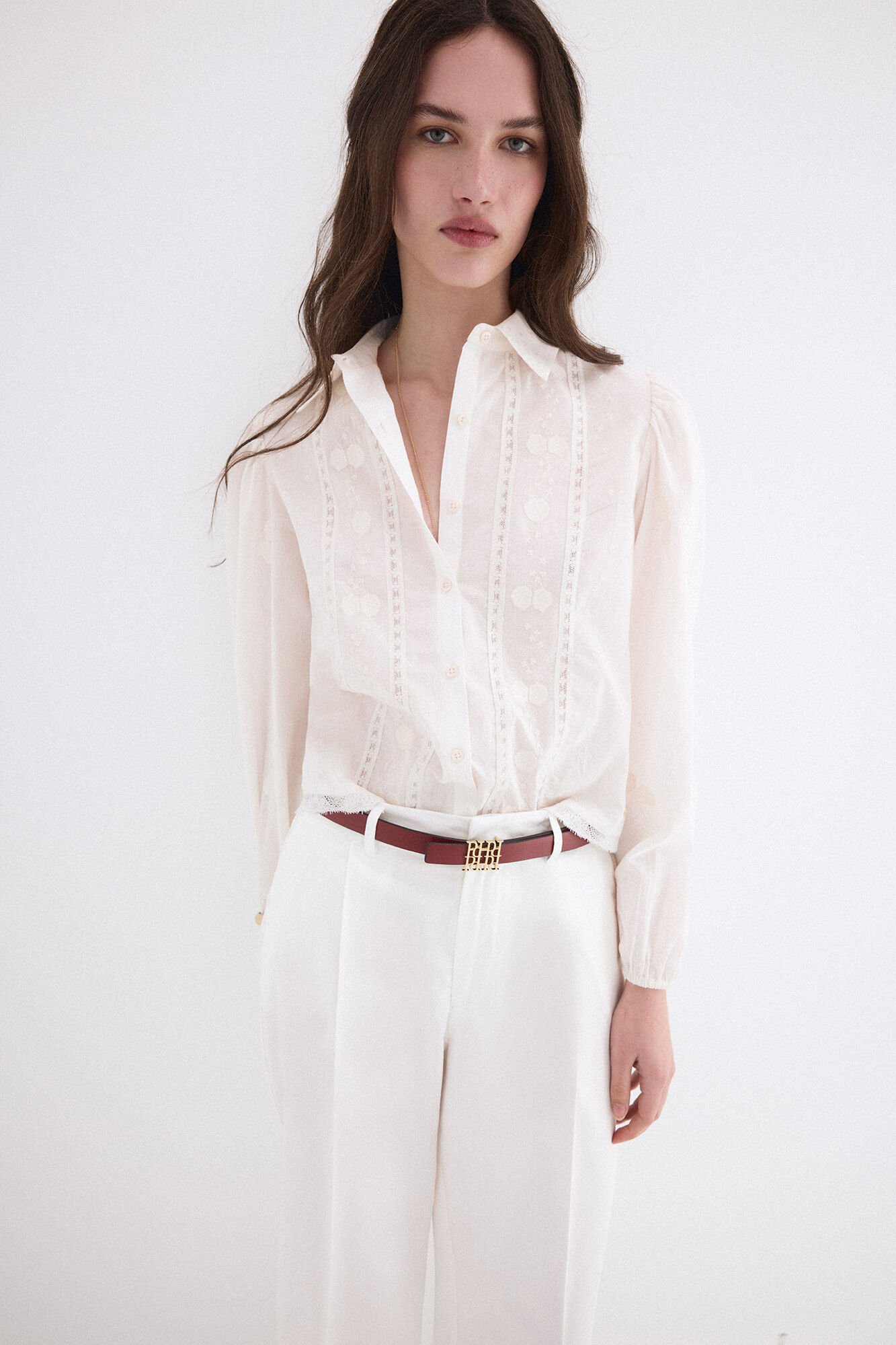 Pedro del Hierro Short embroidered shirt