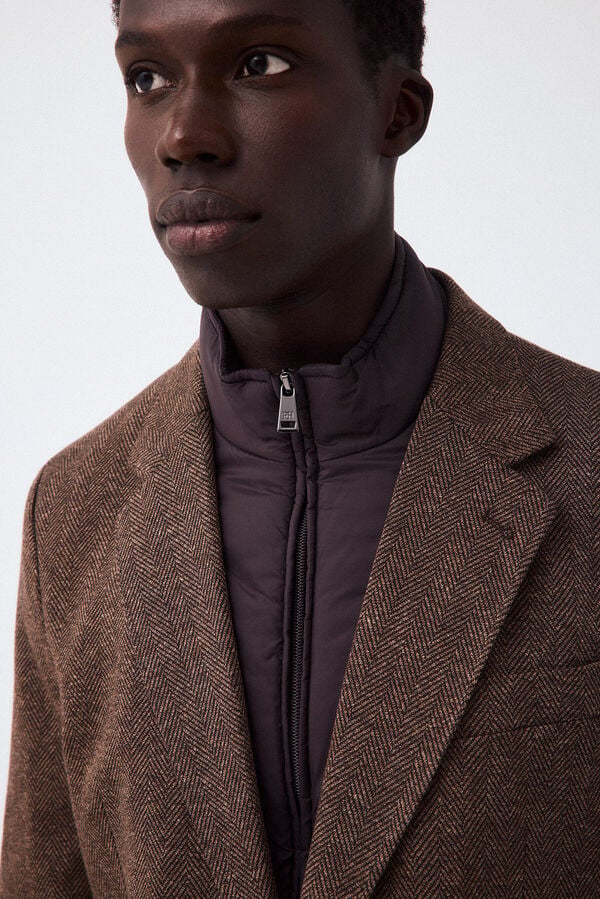 Pedro del Hierro Herringbone knit blazer Brown