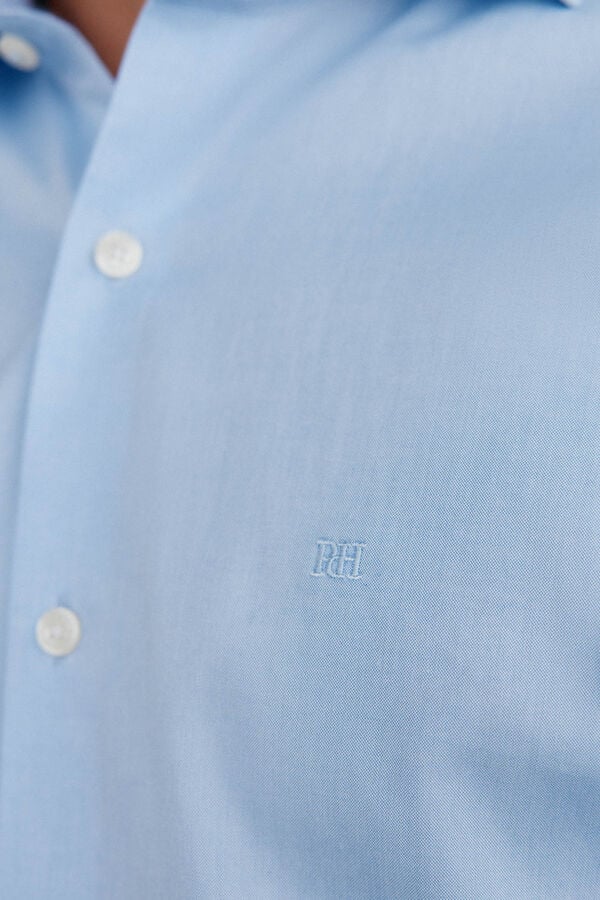 Pedro del Hierro Camisa social lisa que não pode ser passada a ferro + resistente a manchas Azul
