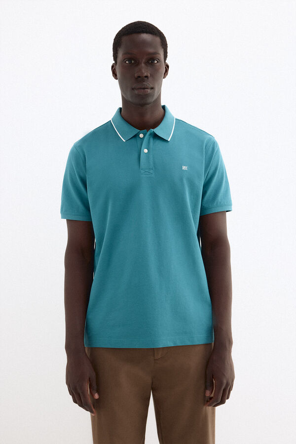 Pedro del Hierro Basic pique polo shirt Turquoise