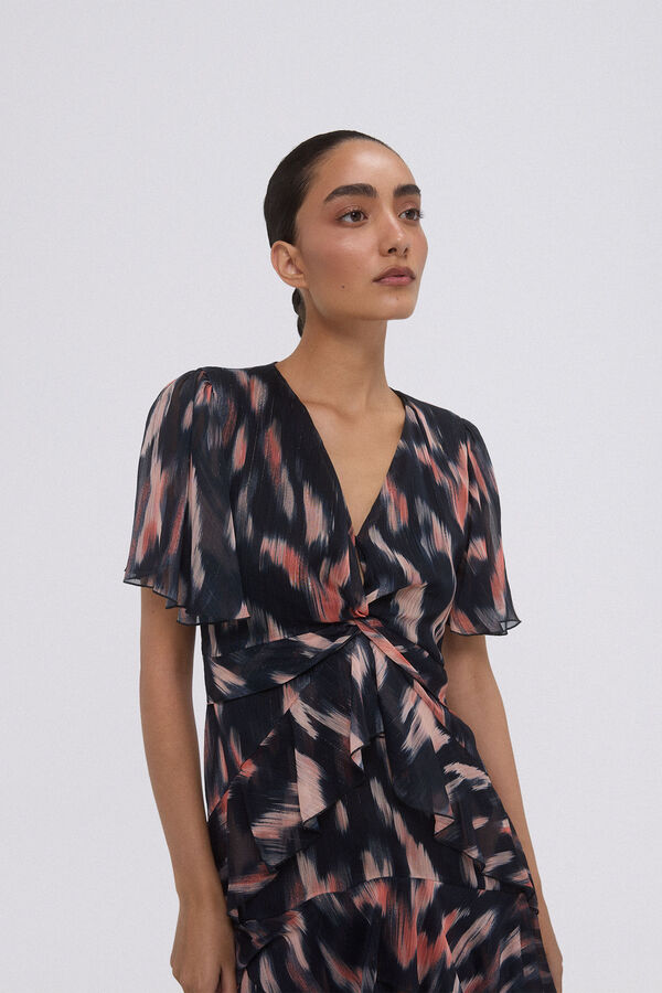 Pedro del Hierro Midi dress with ruffles Grey