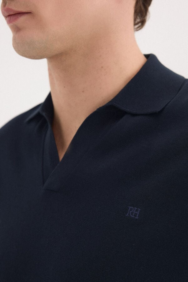 Pedro del Hierro Cotton premium short sleeve polo shirt Blue