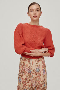 Pedro del Hierro Jumper with shoulder pad style puffed sleeves, Orange