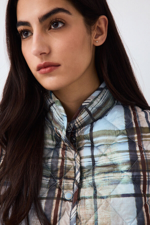 Pedro del Hierro Plaid puffer gilet Blue