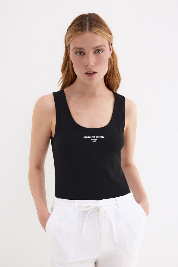 Pedro del Hierro Ribbed vest top Black