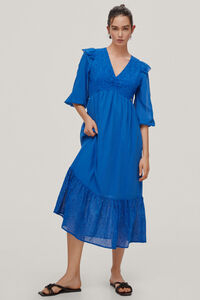 Pedro del Hierro Embroidered cotton and viscose dress Turquoise