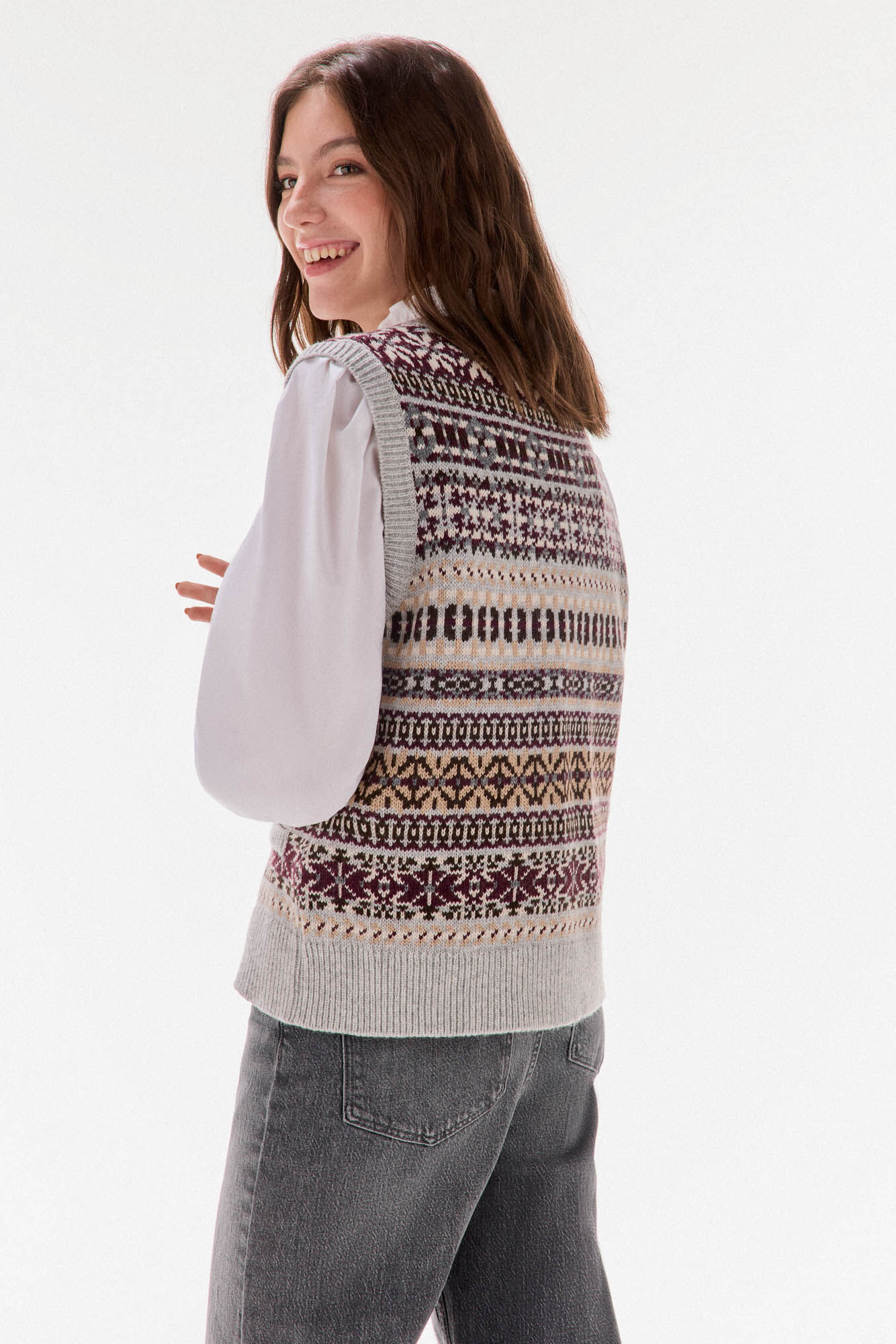 TFP by Tamara Falc&oacute; Chaleco jacquard geom&eacute;trico