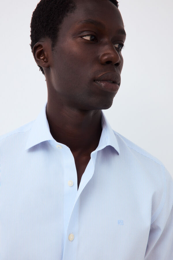 Pedro del Hierro Striped easy-iron dress shirt Blue