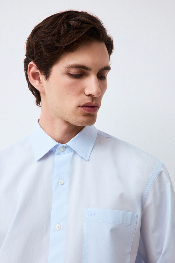 Pedro del Hierro Camisa lisa em popelina relax fit Azul