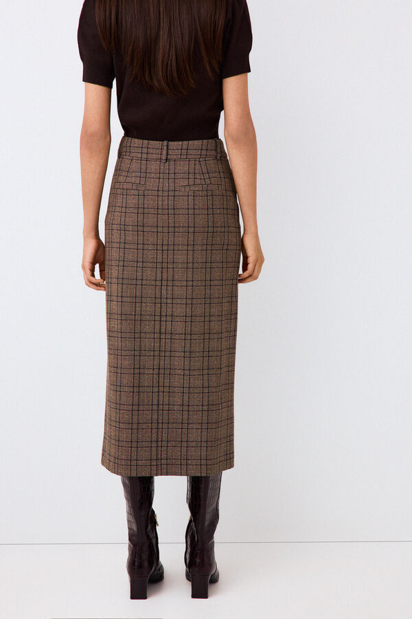Pedro del Hierro Plaid straight skirt Grey