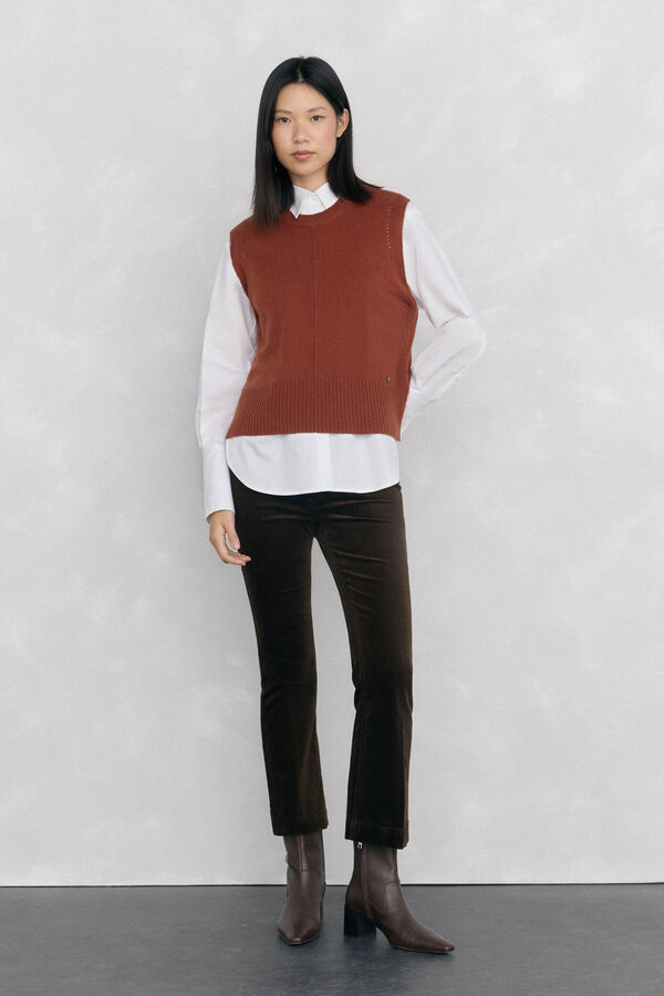Pedro del Hierro Cropped flare velvet pants Brown