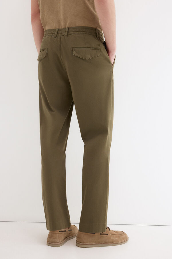 Pedro del Hierro Regular fit structured laced chinos Green