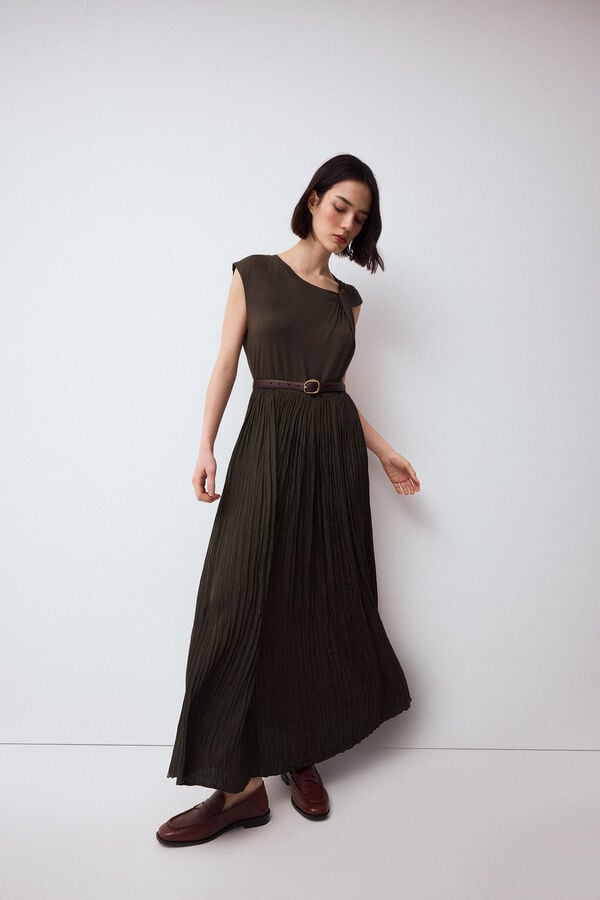 Pedro del Hierro Combined dress with knot detail Green