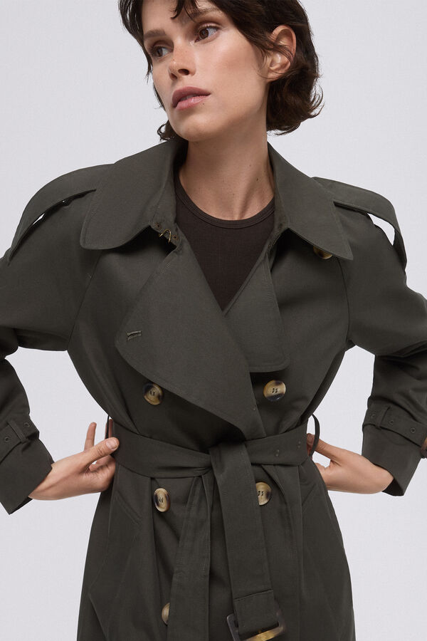 Pedro del Hierro Trench coat longo com cinto Verde