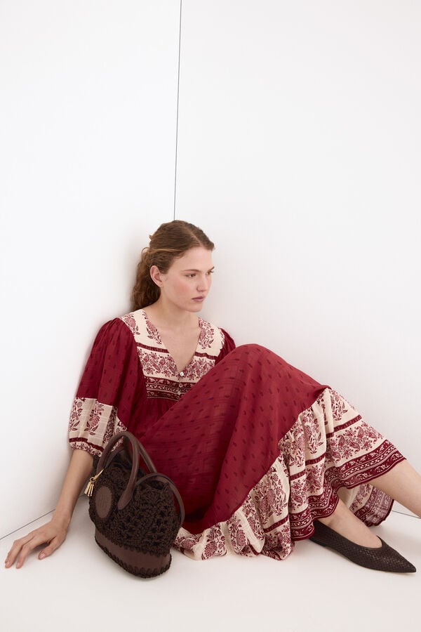 Pedro del Hierro Floral print tunic dress Burgundy